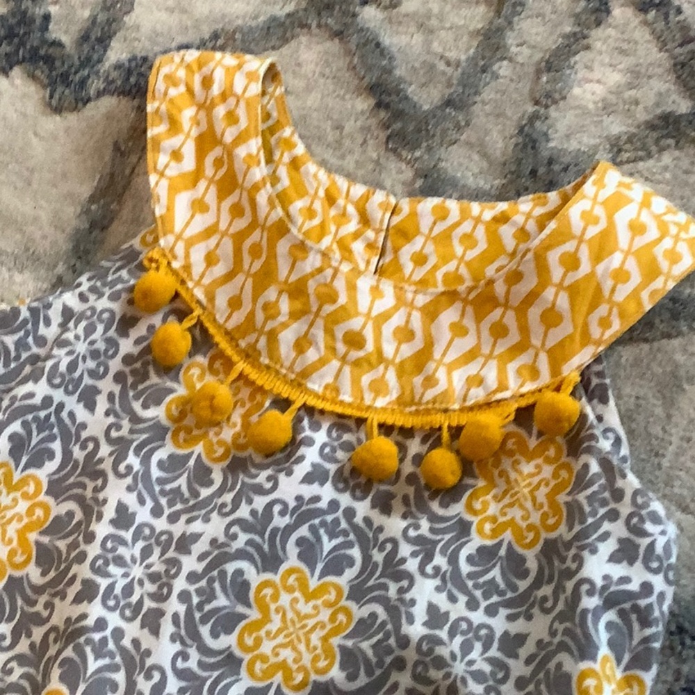Jelly the Pug like new yoke dress. Gray and Mustard yellow - Picture 2 of 3